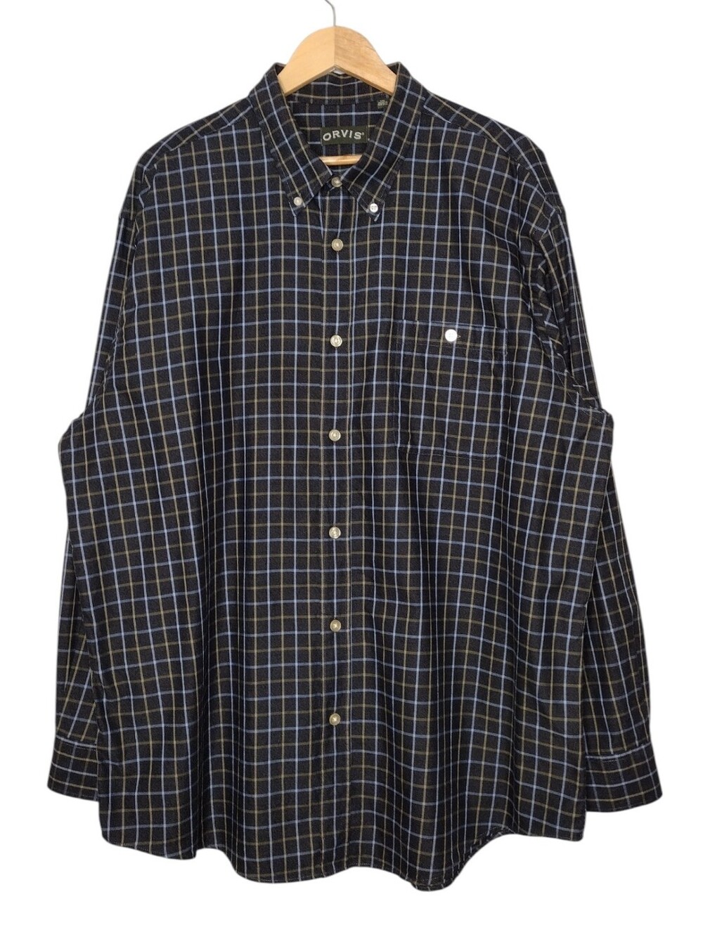 Orvis Men's Cotton Plaid Long Sleeve Button-Down Shirt Sz XXL